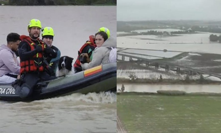 إجلاء مئات السكان في إسبانيا عقب فيضان نهر غواداليتي بمدينة خيريث، وخسائر مادية مع استمرار الاضطرابات الجوية.